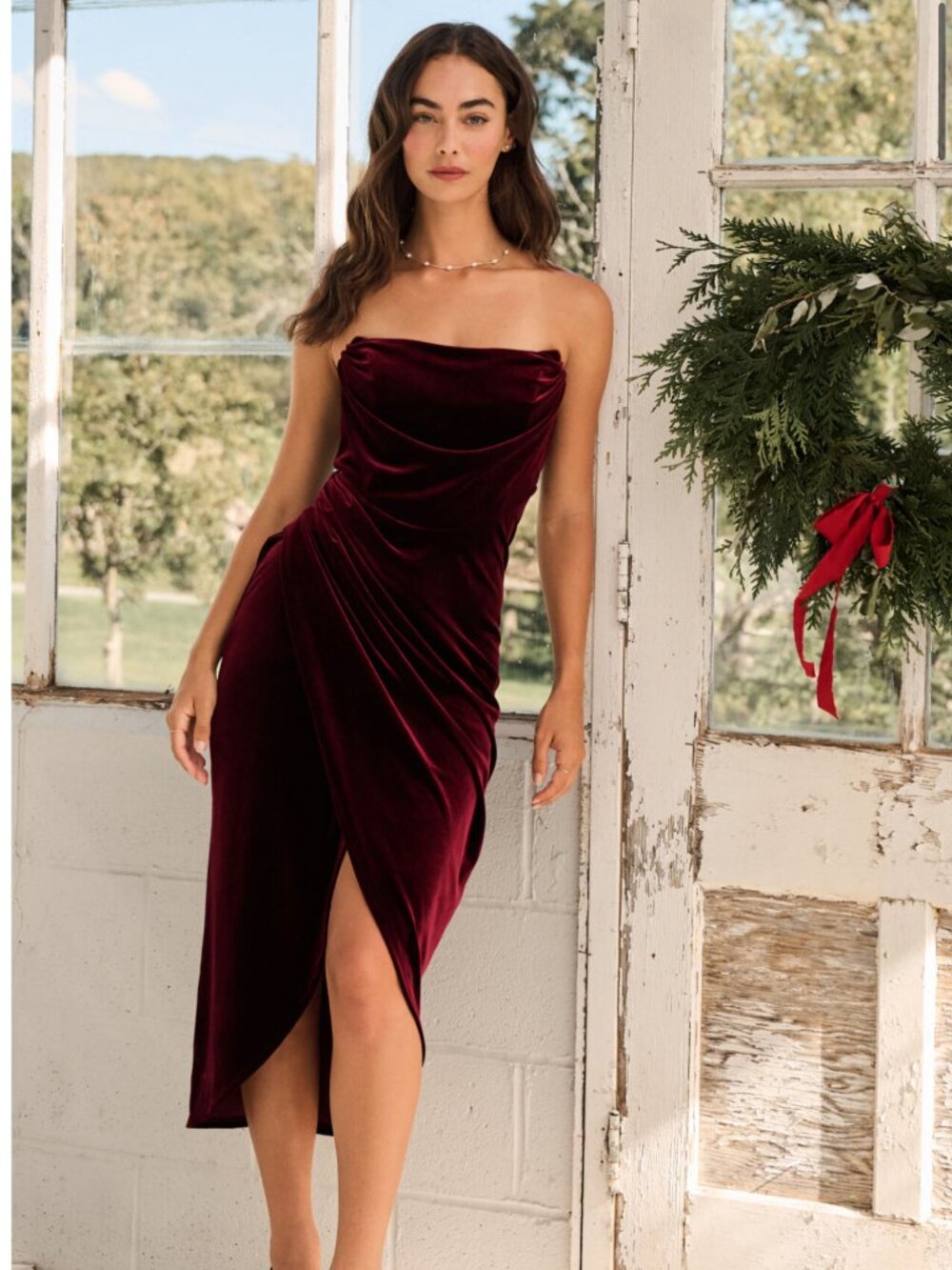 Altar'd State Dress Covina Strapless Velvet Dress NWT